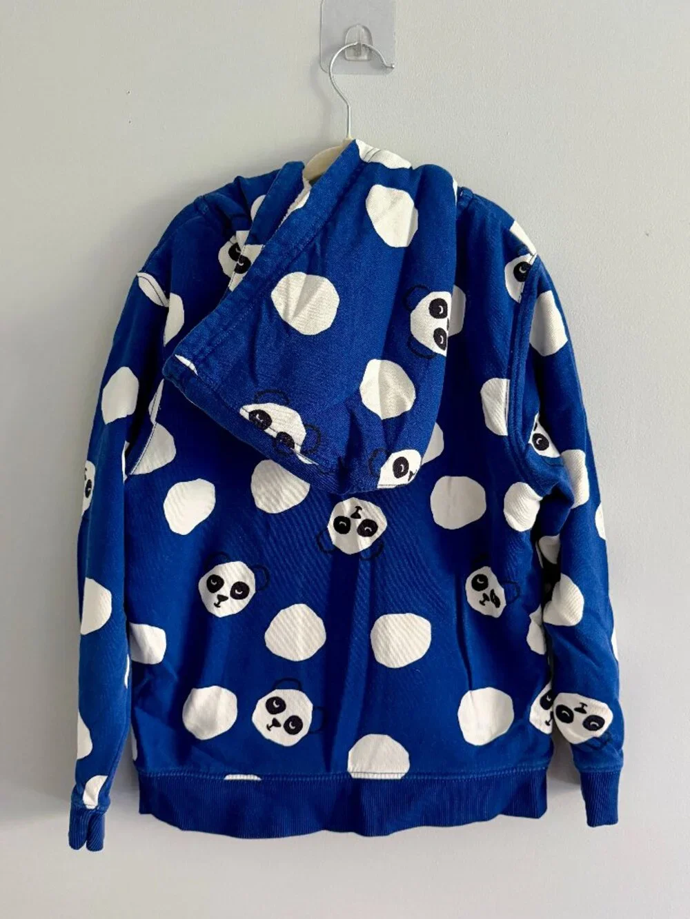Hanna Andersson Blue Panda Sherpa Lined Zip Hoodie Size 8